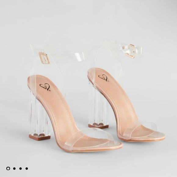 Clear Strap Blocked Heels with Buckles - Picture 3 of 6